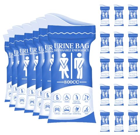 oupados Pack of 24 Urine Bags for On the Go 800 ml Pee Bag with Handle, Emergency Toilet Bag Travel for Men Women Patients Pregnant Children Camping Hiking Car Travel Outdoor Activities