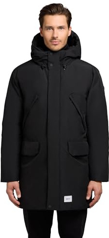 khujo herr parkas varm lång vinterrock med fodrad huva Figaro S-XXL, svart, M