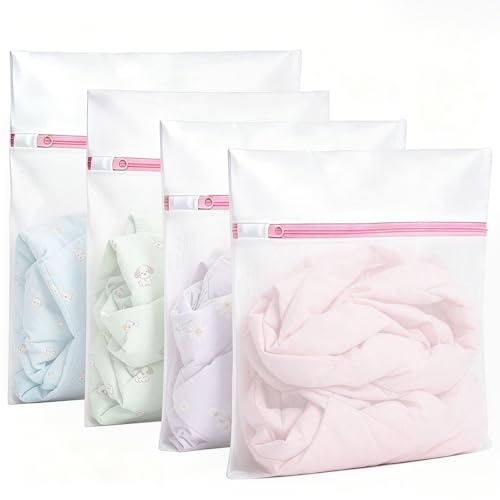Mulbijeo Rete per Lavatrice, lotto da 4, Sacchetti Lavatrice con Cerniera, Sacchetto per Lavaggio, Borsa da Viaggio, Retina per Lavaggio per capi delicati, biancheria intima, lenzuola e calzini