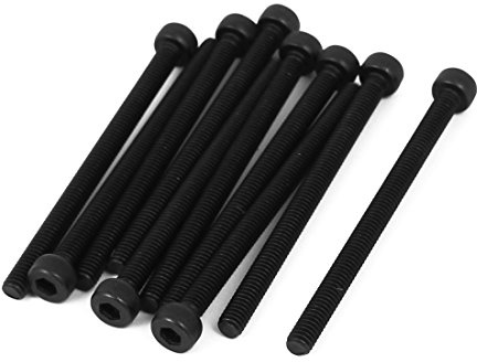 Sourcingmap M4 x 55 mm helt gängad sexkantshuvud räfflad skruvbult svart 10 st