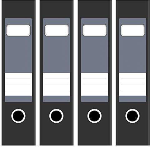 Ordneretiketten | 4 Aufkleber für breite Akten-Ordner | Farbe Blau Grau | selbstklebende Design Akten-Etiketten | Deko Sticker für Rückenschilder Ordnerrücken | zum Beschreiben