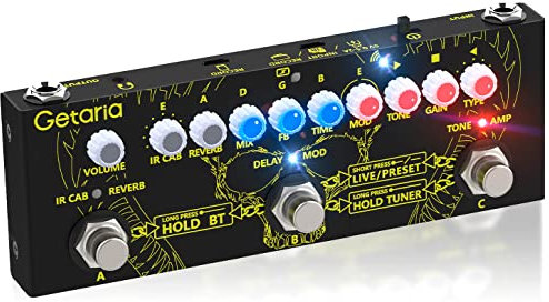 Getaria Guitar Multi Effects Pedal, Delay Reverb Phase Chorus Distortion Overdrive with IR Loading Multi Effects Pedal for Electric Guitar Bass Built-in Battery (Cube Baby)