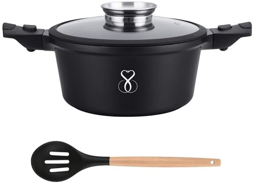 Stone&Stone Pentola 28cm professionale estremamente antiaderente con tecnologia tedesca fondo in acciaio casseruola cuoci pasta pentole anche per gas/forno e induzione sana priva di pfoa