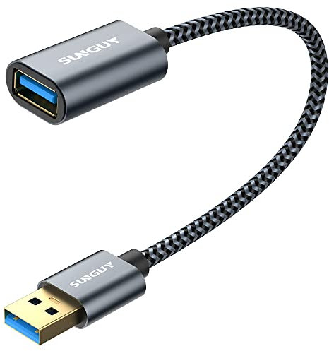 SUNGUY USB 3.0 Verlängerung Kabel [2 Stück 0,3m] Verlängerungskabel 5Gbps Superschnelle USB A Stecker auf A Buchse Verlängerung für Kartenlesegerät,Tastatur, Drucker, Scanner, Kamera