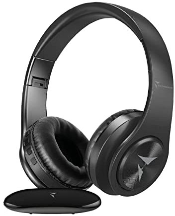 Kabellose TV-Kopfhörer, kabellose Kopfhörer zum Fernsehen mit Sender, integrierter wiederaufladbarer Akku, unterstützt Stereo-, AUX- und Cinch-Eingang, hohe Lautstärke für ältere Menschen