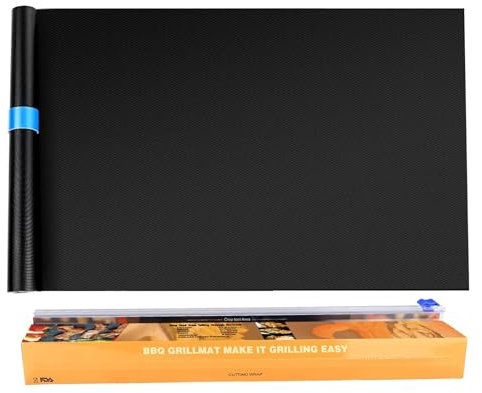Homealexa BBQ Tapis de Cuisson 40x500cm, Surdimensionné Découpable Plaque de cuisson Réutilisable Anti-adhérent Téflon sans PFOA pour barbecue à gaz Charbon de bois Four Grill