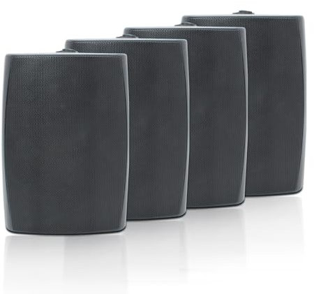 STUDIOFINIX Altoparlanti per esterni da 16,5 cm, montaggio a parete, 800 W, soluzione audio impermeabile e ad alte prestazioni per interni/esterni, casa, patio, giardino, cortile (confezione da 4)