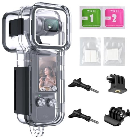 Waterproof Housing Case for DJI Osmo Pocket 3, Touchscreen Underwater Dive Case Waterproof up to 50 m/164/ft with Helmet Bracket & 1/4 Bracket Accessories