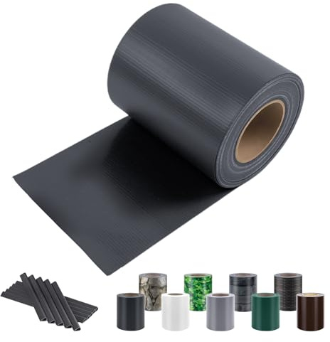 Sunnylaxx Strisce Frangivisto in PVC, 50m x 19cm, Antracite 450g/m² con 30 Clip Frangivento da Recinzione,Protezione Privacy per Giardino