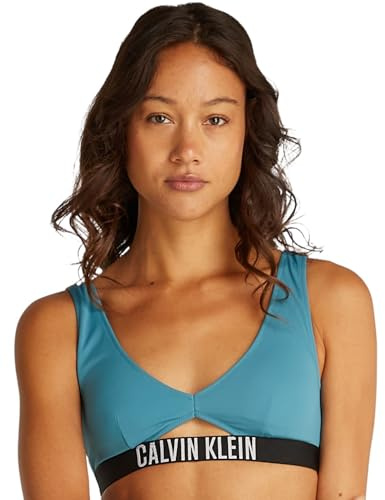 Calvin Klein Top de Bikini Mujer Bralette con Detalle Cut-out, Azul (Storm Blue), S