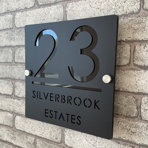 Placa de Número de Casa Personalizada 3D en Acrílico Negro y Brillante, Números Flotantes, Señalización Resistente al Clima para Puerta Interior y Exterior, Ideal para Hogar, Hotel, Apartamento,Tienda