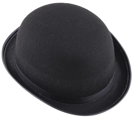Genérico Bombín Negro para Adultos, Sombrero Derby de Estilo Victoriano, Disfraz de Halloween de Fieltro, Accesorio de Disfraces para Cosplay de Mago, Sombrero de Copa Negro Clásico, para Unisex