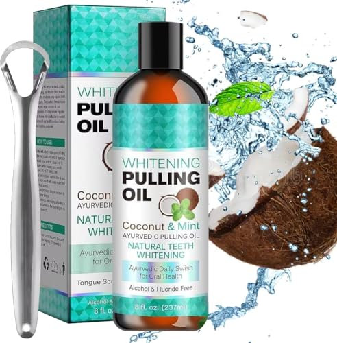 Coconut Oil Mouthwash, Coconut Pulling Oil, Mint Oil Pulling Mouthwash, Natural Coconut Chewing Oil, Freshens Breath, Ayurvedic Tooth Extraction Oil, Helps Teeth and Gums Health