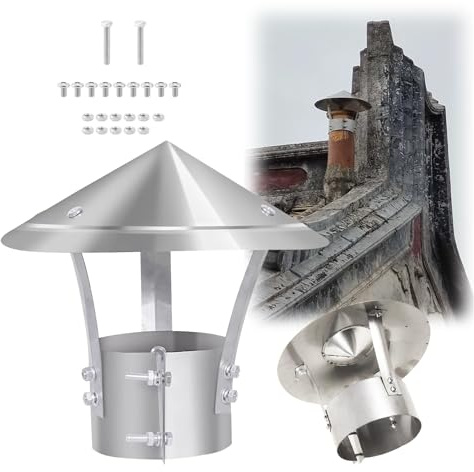 Sombreros Para Chimeneas De Acero Inoxidable De 80 Cm~300 Cm, Tapas De Chimenea Con Techo Cónica Doble, Cubierta De Tubo De Lluvia Redonda, Para Techo Ventilación(18 cm/7.09 in)