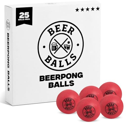 OVANA Beer Pong Balls 40mm Competition Quality - Table Tennis Balls for Beer Pong (2.7g) Drinking Games & Party Supplies - Official Size, Ideal for Celebrations, Student Parties & Festivals (Red, 25