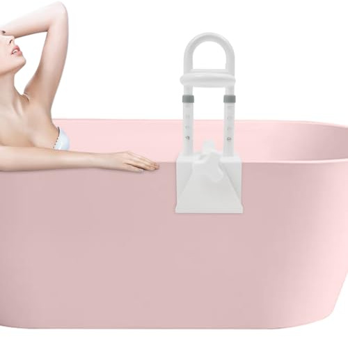 Czyurachel Tirador de bañera sin taladrar, diseño de tres asas, ayuda para entrar en la bañera, ayuda a la salida de bañera, tirador para bañera de 3,5 a 6,7 pulgadas, color blanco