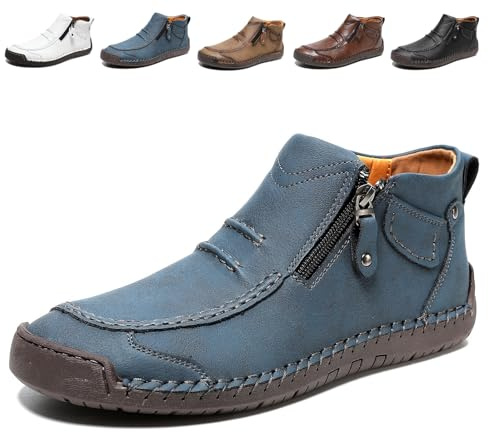Herrslip-on Ortopediska Läderstövlar, Handgjorda Slip-on Körstövlar I Premiumläder For Män, Med Dragkedja I Sidan, Bred Tå