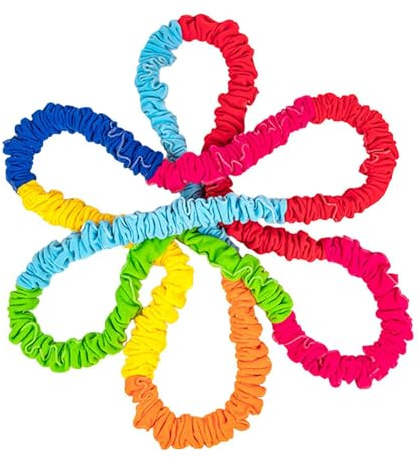 BEALIFE Banda elástica de forro polar para juegos de integración infantil. Suave, elástica y segura. Tubo látex elástico y tela multicolor. Accesorio para ejercicios movimiento dinámico en la, 4m