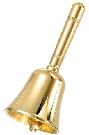 sourcing map Loud Hand Bell, 1.7 Small Wedding Dinner Service Call Bells, Vintage Brass Jingle Bell for Restaurant, Seniors Bedside, Meditation, Gold Tone