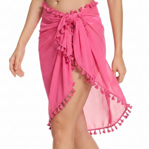 Dam Chiffong Sarong Strandöverdel, Genomsiktig Badkjol Omslag, Lättvikt Lång Strandkläder för Semester Pool och Badkläder, Snabbtorkande, En Storlek