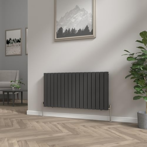 NRG 600x1156mm Black Column Designer Radiator Horizontal Double Flat Panel