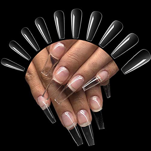 500 Pièces Faux Ongles Acrylique Transparent, Capsules Ongles Pose Americaine Nail Tips Professionnel