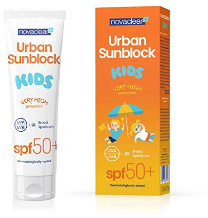 Novaclear Creme für Kinder mit Sehr hoher Sonnenschutz Dermatologisch getestetes Creme mit Aloe-Extrakt 125 ml, Creme mit SPF 50+ für Kinder ab 3 Jahren bestimmt. SPF Creme by Equalan Pharma.