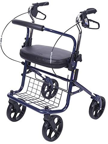 Rollator Walker 4 Wheels, Folding Lightweight Mobility Aid Rollator with Seat and Basket, for Seniors Adults and Disabled Height Adjustable Indoor Rollator Narrow (Color : Black)