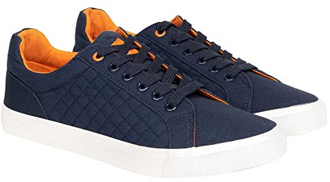 Crosshatch New Mens Boys Trainers Lace up Casual Canvas Plimsolls Gym Pumps Flat Sneaker UK Navy 8
