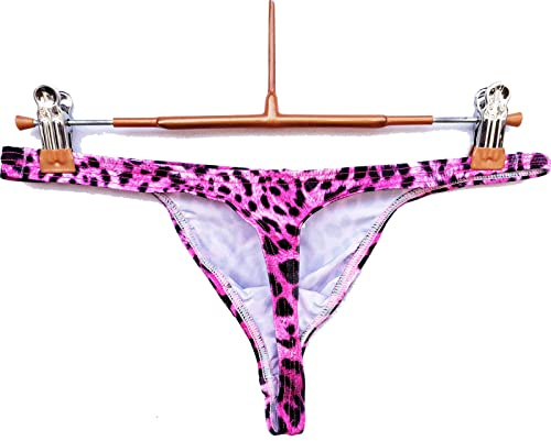 Faringoto String pour homme à taille basse imprimé léopard, rose, XL
