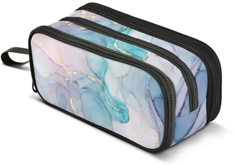 Trousse à crayons abstraite en marbre bleu rose grande capacité pour filles, garçons, étudiants, Trousse Enfant, Couleur 70, Taille unique, Organiseur de sac