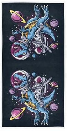 Space Dino Handtücher Astronaut Dinosaurier Sterne Dekor Küchengeschirrtuch Qualität Premium Badezimmer Waschlappen 76,2 x 38,1 cm für Strand, Hotel, Spa, Fitnessstudio, Sport, Yoga, Zuhause