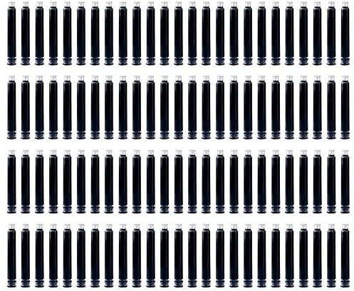 HUIOP Encre pour stylo plume,Cartouches d'encre pour stylo plume 100 pièces Cartouche de recharge d'encre de couleur noire avec diamètre d'alésage de 3,4 mm pour fournitures de papeterie d'école