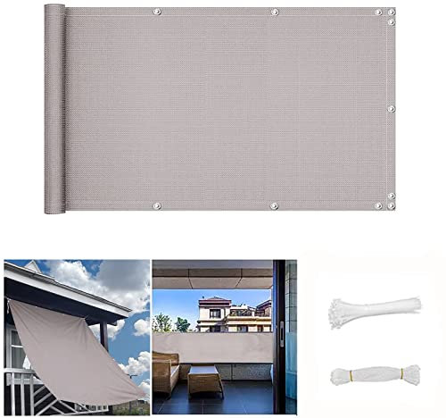 QINGLV Pantalla De Balcón Jardín Protector 80x300cm Lona De Protección para Balcones Y Terrazas Resistente Al Viento Ocultación Tela Pantalla Privacidad Balcon para Jardín Balcón Terraza -Gris Claro