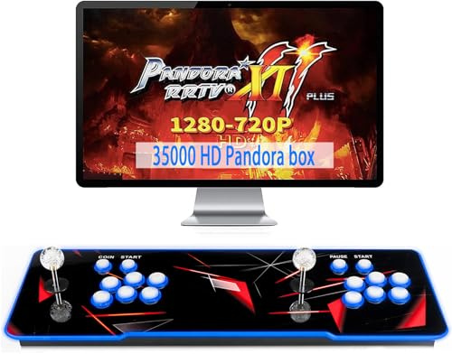 TOJASDN 【 35000 juegos en 1 】 70S Caja de Pandora, consola de juegos arcade, máquina de juegos retro para PC y TV de casa, 2-4 jugadores, 1280X720, compatible con 3D, buscar/ocultar/guardar/cargar