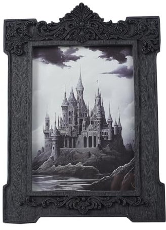 SIKOO Gothic-Bilderrahmen, 12,7 x 17,8 cm, Vintage-Antik-Rahmen, Verziert, Schwarz, Barock, Wandbild, Dekoration für Halloween, Tisch, Fotogalerie