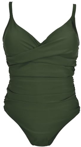 Splash About Womens Ladies Tummy Control Swimming Costume One Piece Swimsuit, Green, Size 24