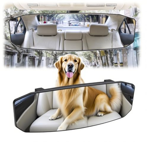 HAPPOW Rückspiegel Auto, Innenspiegel Auto, Große Vision Weitwinkel Panorama Auto Spiegel, Blendfreier Rückspiegel für Autos, SUVs, LKW(244x90mm)