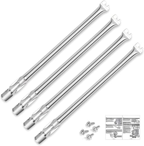 Denmay Lot de 4 brûleurs 49,5 cm pour barbecue à gaz Weber Genesis 300, Genesis E330, E320, E310, S310, S320, S330, avec boutons de brûleur avant, brûleur en acier inoxydable 304 remplace 62752 pour