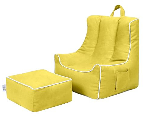 Ready Steady Bed sitzsack Kinder mit Fußhocker - Kinder Sessel mit füllung - Kindersessel Mädchen und Jungen Babysessel mit Abnehmbarem Bezug- Kindermöbel, sitzsack kinderzimmer (Zitrone)