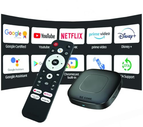 TV Box Android 14 2GB Ram 16GO ROM Chromecast 4k UHD Smart TV Google Voice Streaming Dual WiFi Quad Core