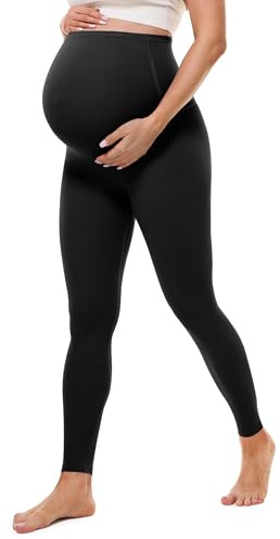 BAYDI Clouduxi 60 cm gravidleggings, hög midja, gravidleggings, ogenomskinliga, mammabyxor, kvinnor, mjuka, elastiska, mammamode, svart, XL