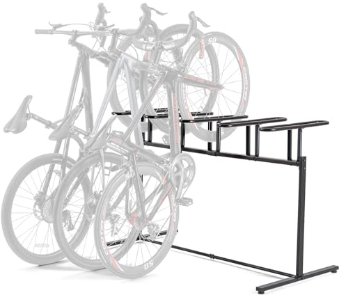 CXWXC 3/5 Bikes Stand Rack - Bike Storage Parking Racks Indoor/Outdoor - Bicycle Stand Garage for Parking Mountain Road Hybrid Bike, Fits Wheels up to 2.4 (For 5 Bikes)
