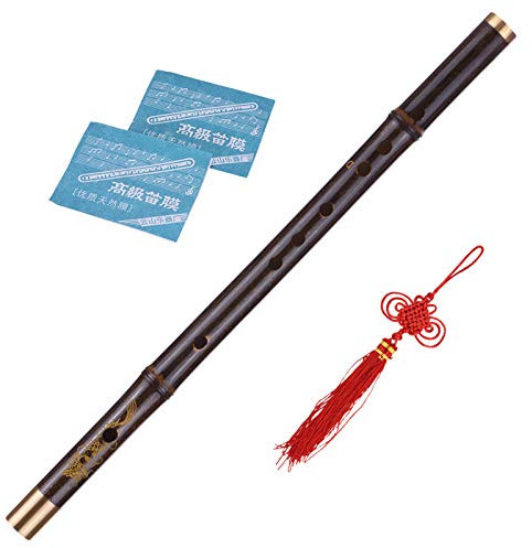 Professionelle schwarze Bambus-Dizi-Flöte, traditionell, handgefertigt, chinesisches Musikinstrument für Holzblasinstrument, Tonart D Studienstufe