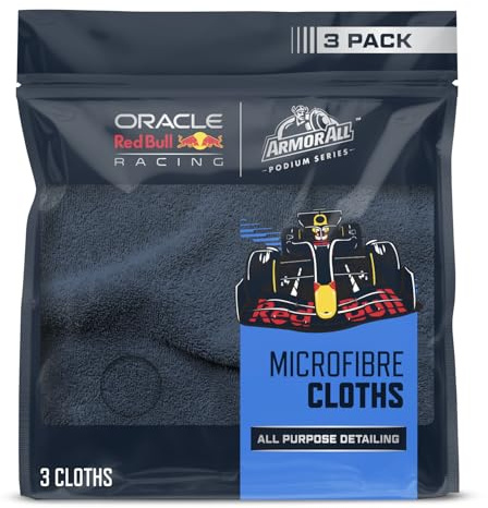 Chiffons de Nettoyage pour Voiture en Microfibre Armor All – Lot de 3, Ultra-Doux et réutilisables – Développés avec Oracle Red Bull Racing