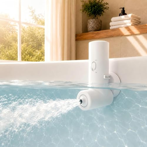 EVINYEP Getto Spa per Vasca, Fornisce Un'intensità di Massaggio di 65 kPa, Getto Idromassaggio Ricaricabile con Modalità Bolle, per Bagno Schiuma e Massaggio, Ideale per Relax (Bianco)