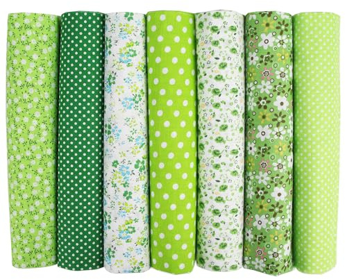 Qaestuan 7 Pezzi Tessuto, Tessuto di Cotone 50 x 50cm, Patchwork Cotones Tessutos, Tessutos Cotones con Vari Modelli, Tessuti per Cucito, per Cucito Patchwork Cotone Tessuti, Artigianato
