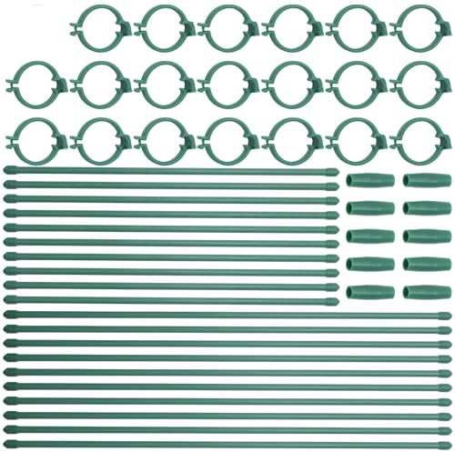 Hohopeti Set Pali di Supporto per Piante con Clip in Plastica 40 CM e 30 CM Bastoncini da Giardino per Piante Rampicanti Supporto Steli per Uso Interno ed Esterno Kit 40 Pezzi