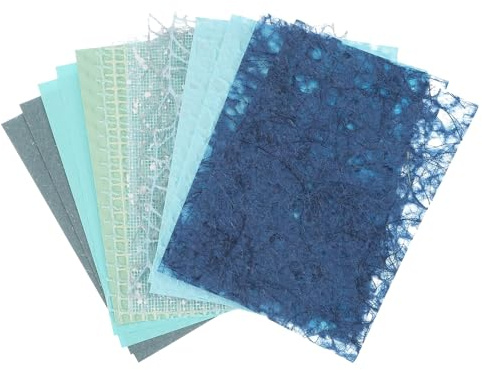 QUARKZMAN 16 Hojas De Papel Para Scrapbook Con Textura Papel Especial Mezclado Tela De Malla Juego Variado Para Materiales DIY De Scrapbooking Junk Journal Tarjeta Azul