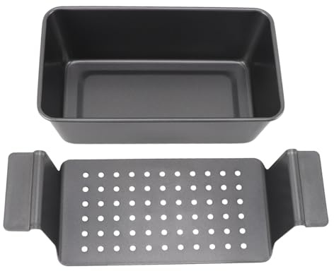 Wenxishangmao Teglia per pane, teglia per polpettone con vassoio di scarico, 25 x 11 cm, antiaderente, per cuocere al forno, ridurre il grasso e dare il sapore